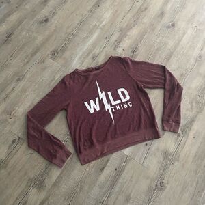 Wildfox Maroon “Wild Thing” Cropped Crewneck Sweatshirt